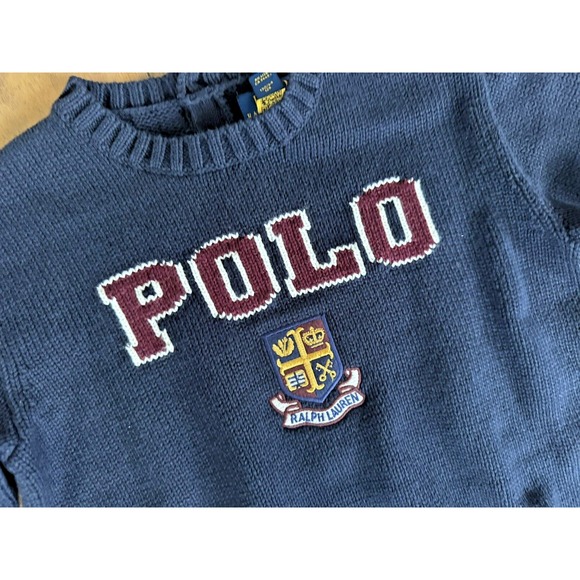 Polo Ralph Lauren Girls‎ Logo Crest Cotton Sweater Navy Size 6 NEW - Picture 3 of 5